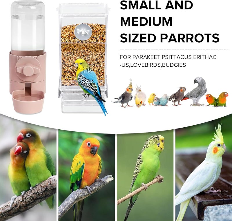 lemtrflo No Mess Bird Feeder Water Dispenser Set, Bird Feeder for Cage, Cage Accessories for Cockatiels, Finches, Budgies and Canaries - Image 3